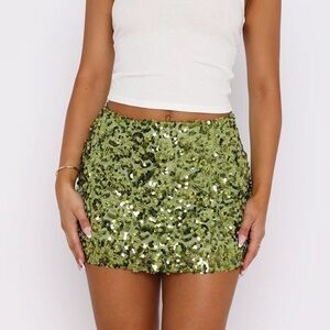 White Fox Stepping Out In Style Sequin Mini Skirt Kiwi